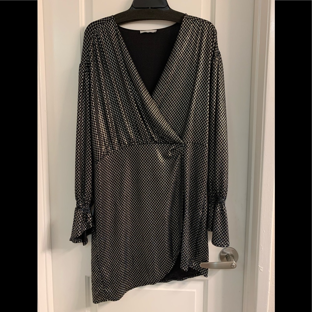 Zara metallic gold and blue top or dress